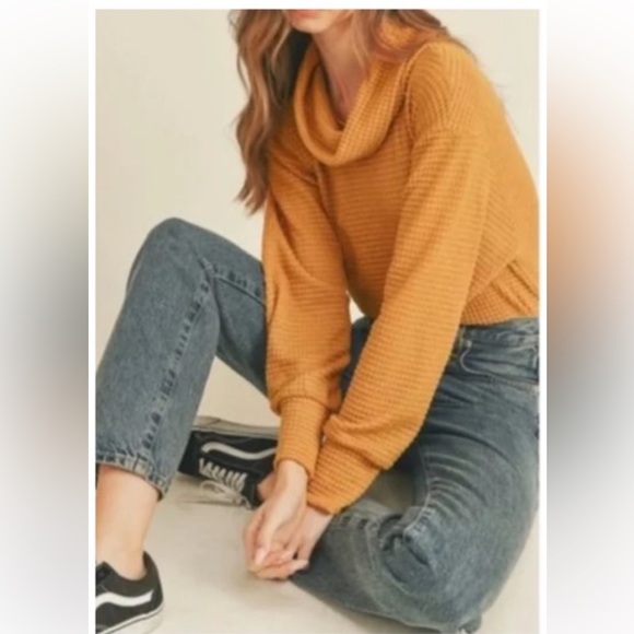 🆕 FREE PEOPLE Oversized Cowl Neck Knit Sweater “Juicy" Top Sz L - Picture 2 of 10